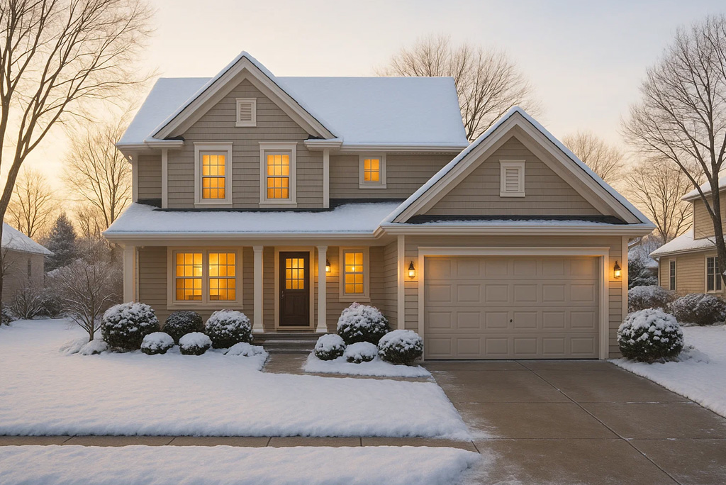 Cozy winter home listing with features that attract buyers during the colder months