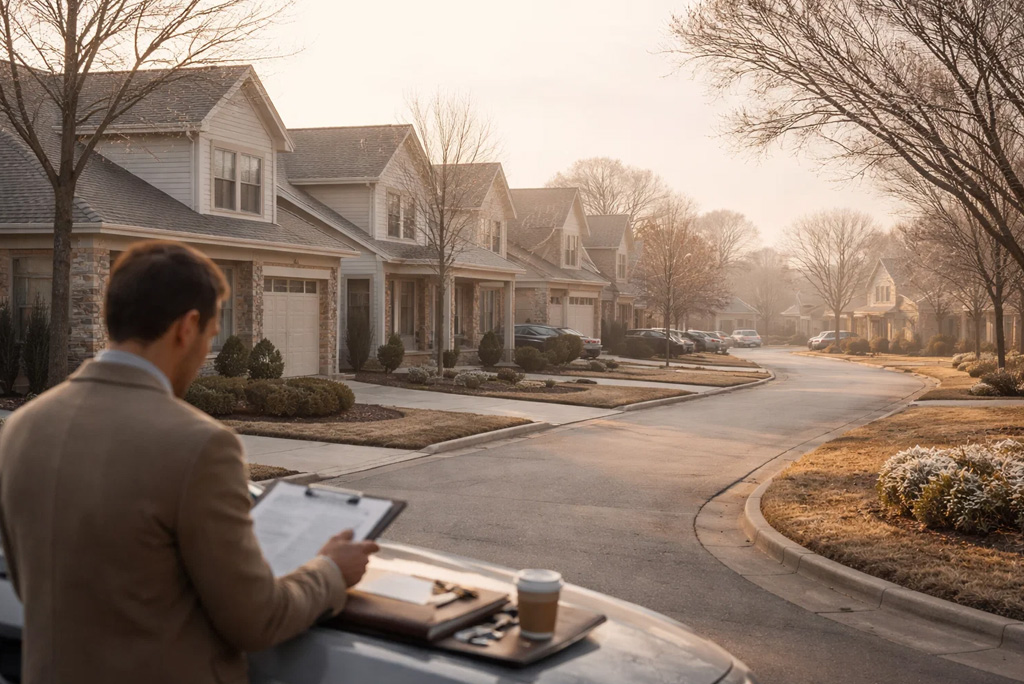 Texas home buyers reviewing different house buying options with the help of a real estate agent