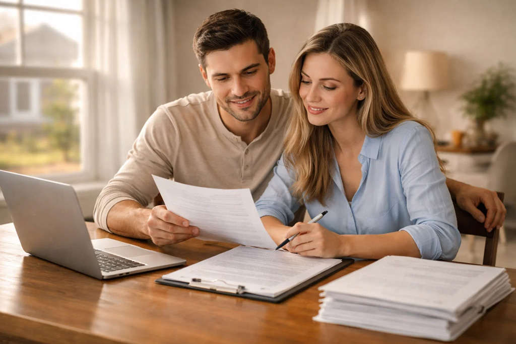 Texas homebuyer organizing paperwork to buy a house