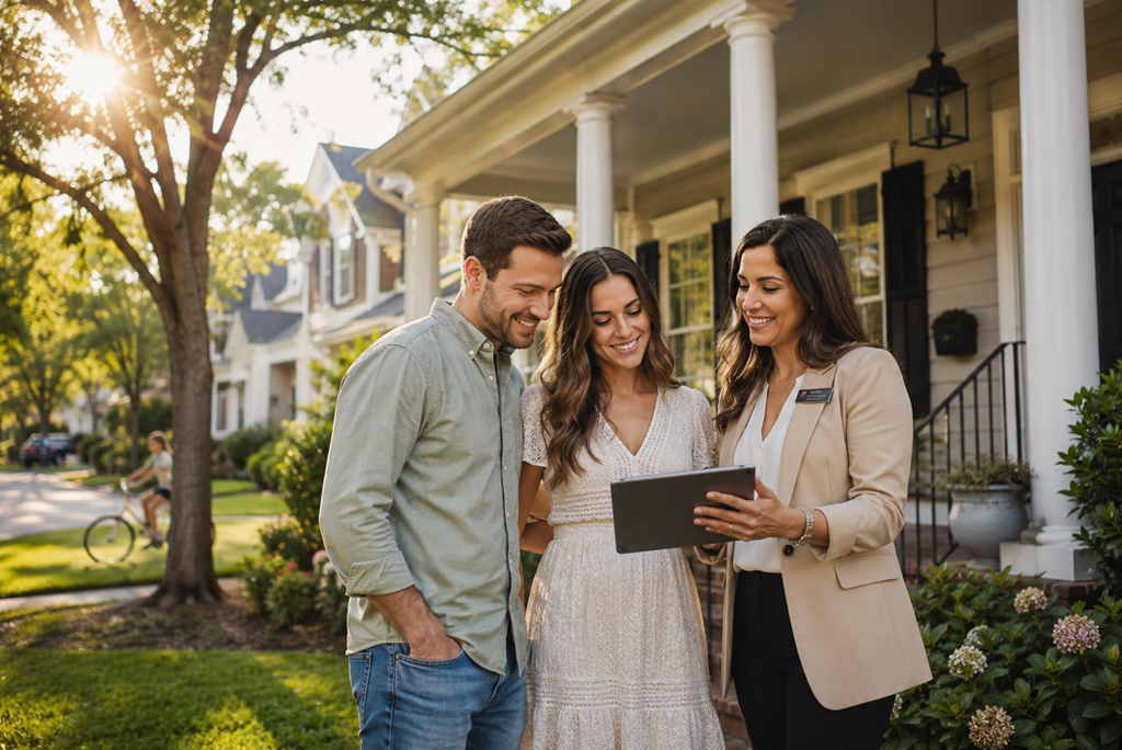 First-time buyers touring a home for sale in Georgia
