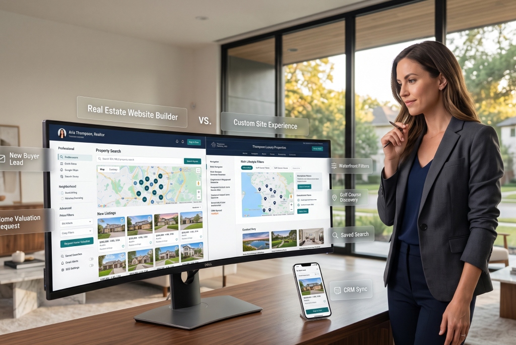 Real estate website builder comparison showing website tools for agents and brokerages